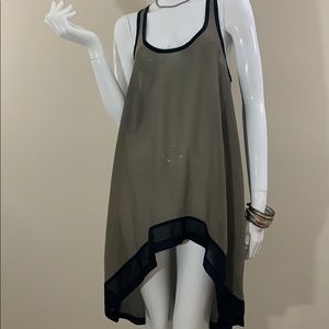 G by Guess Light Green & Black High Low Tank